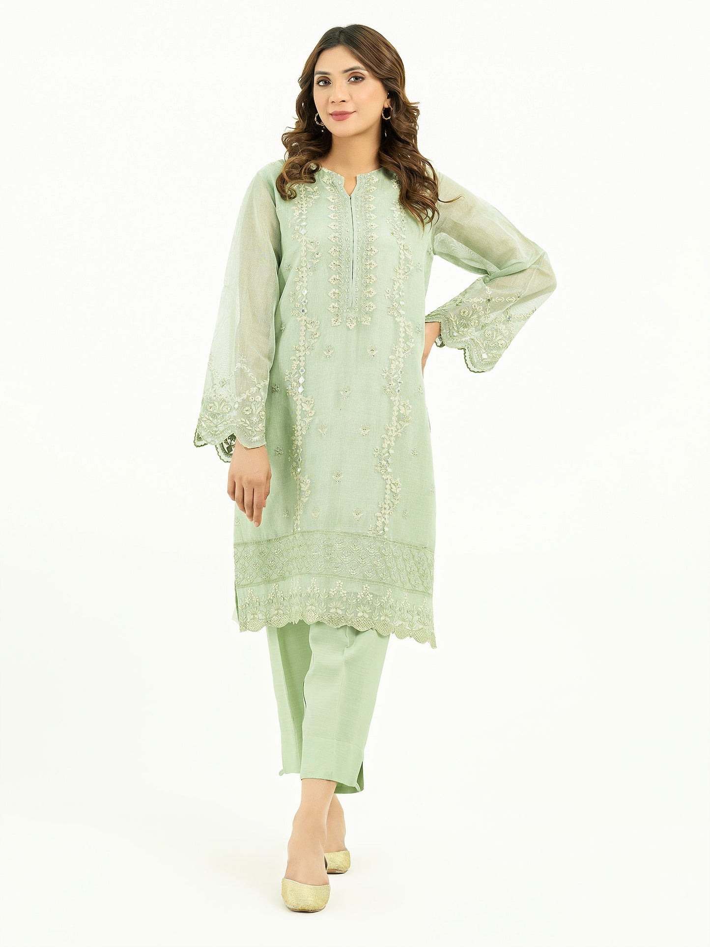 2 Piece Cotton Net Suit-Embroidered (Pret)