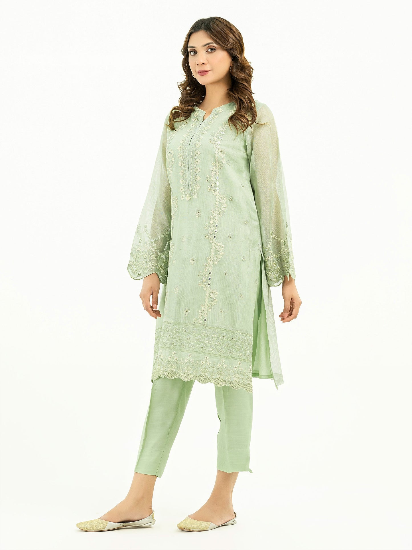 2 Piece Cotton Net Suit-Embroidered (Pret)