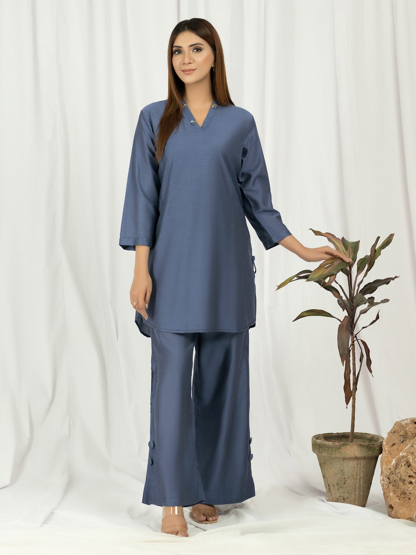 2 Piece Raw Silk Suit -Dyed (Pret)