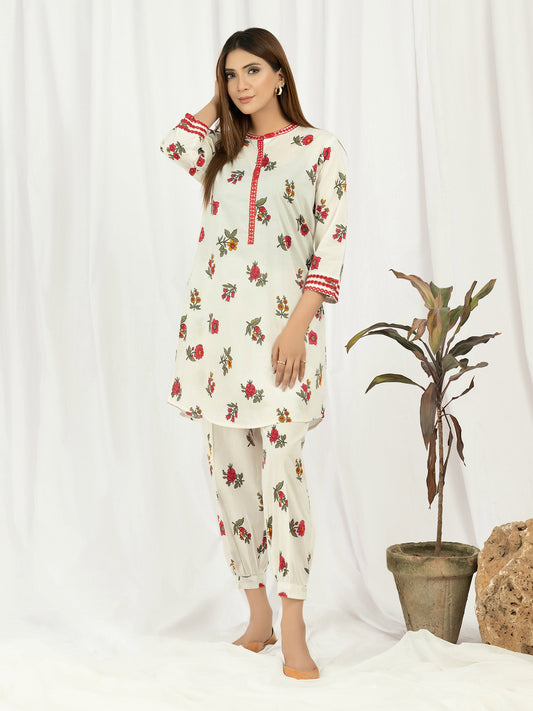 2 Piece Cambric Suit- Embroidered (Pret)