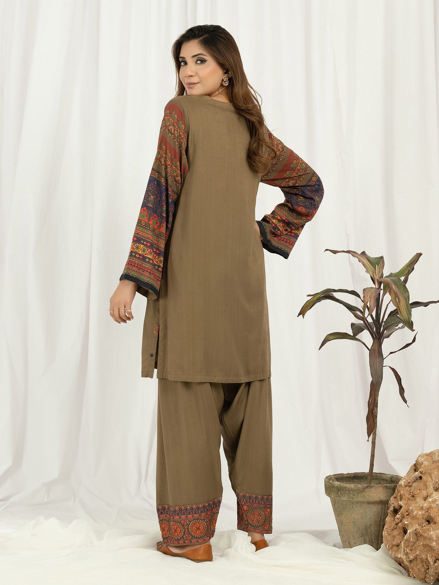 2 Piece Viscose Suit- Embroidered (Pret)