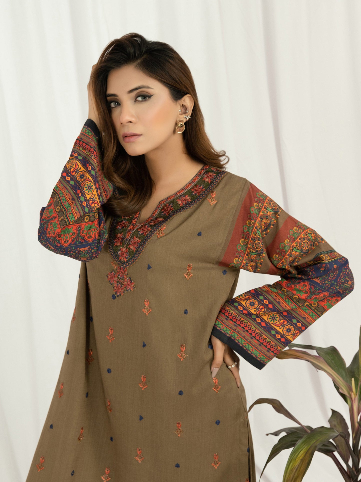 2 Piece Viscose Suit- Embroidered (Pret)