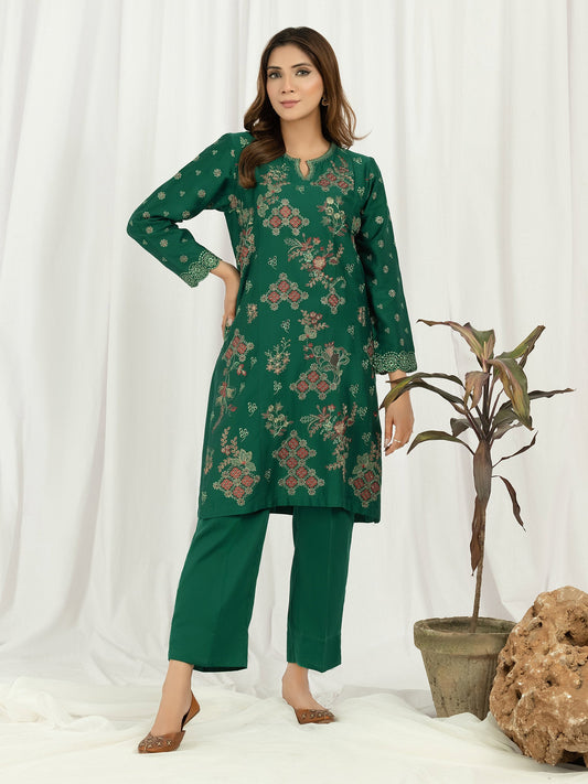 2 Piece Satin Suit-Embroidered (Pret)