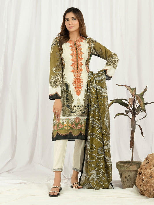 3 Piece Lawn Suit- Embroidered (Pret)