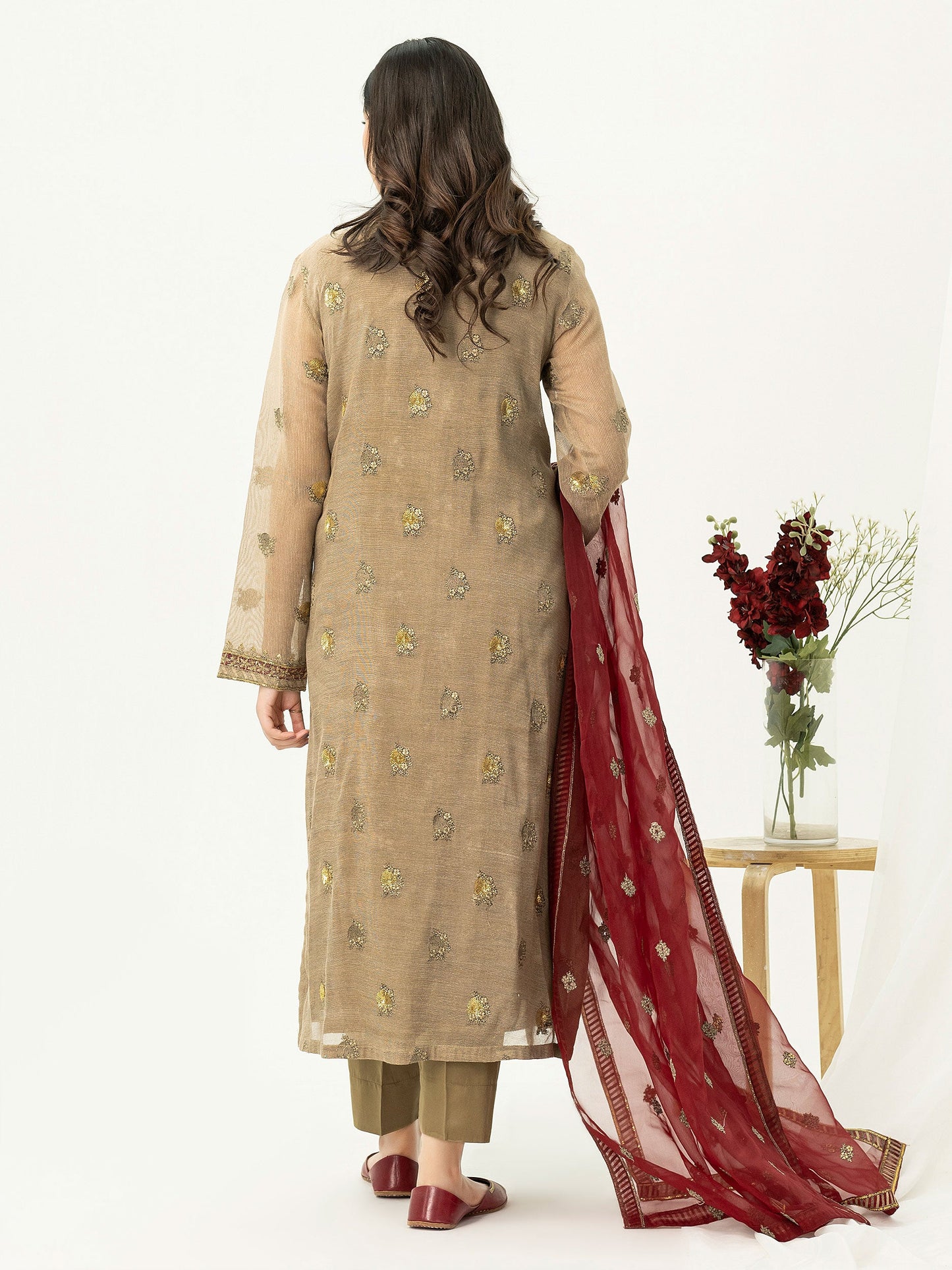 3 Piece Cotton Net Suit-Embroidered (Pret)