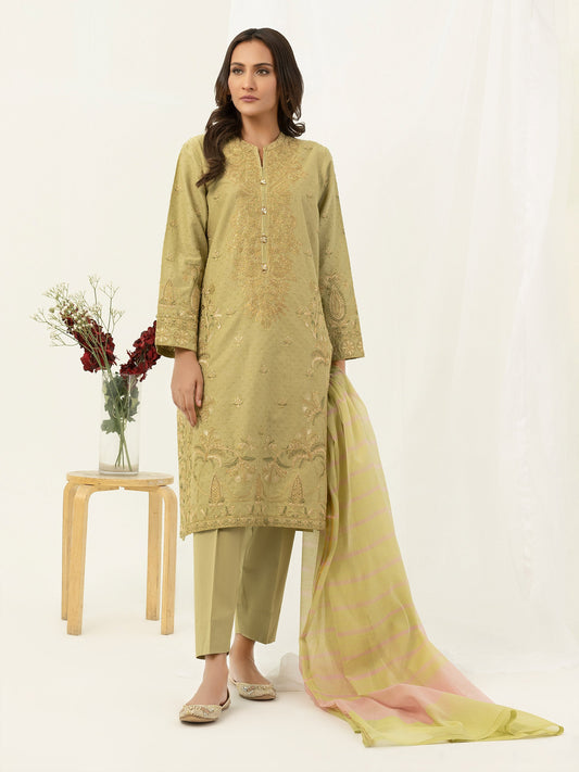 3 Piece Textured Lawn Suit-Embroidered (Pret)