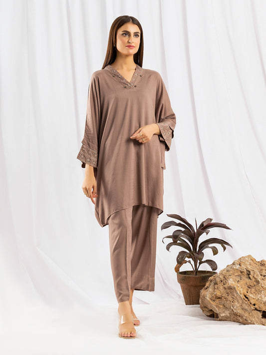 2 Piece Viscose Suit-Embroidered (Pret)