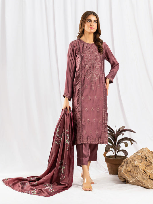 3 Piece Silk Suit-Embroidered (Pret)