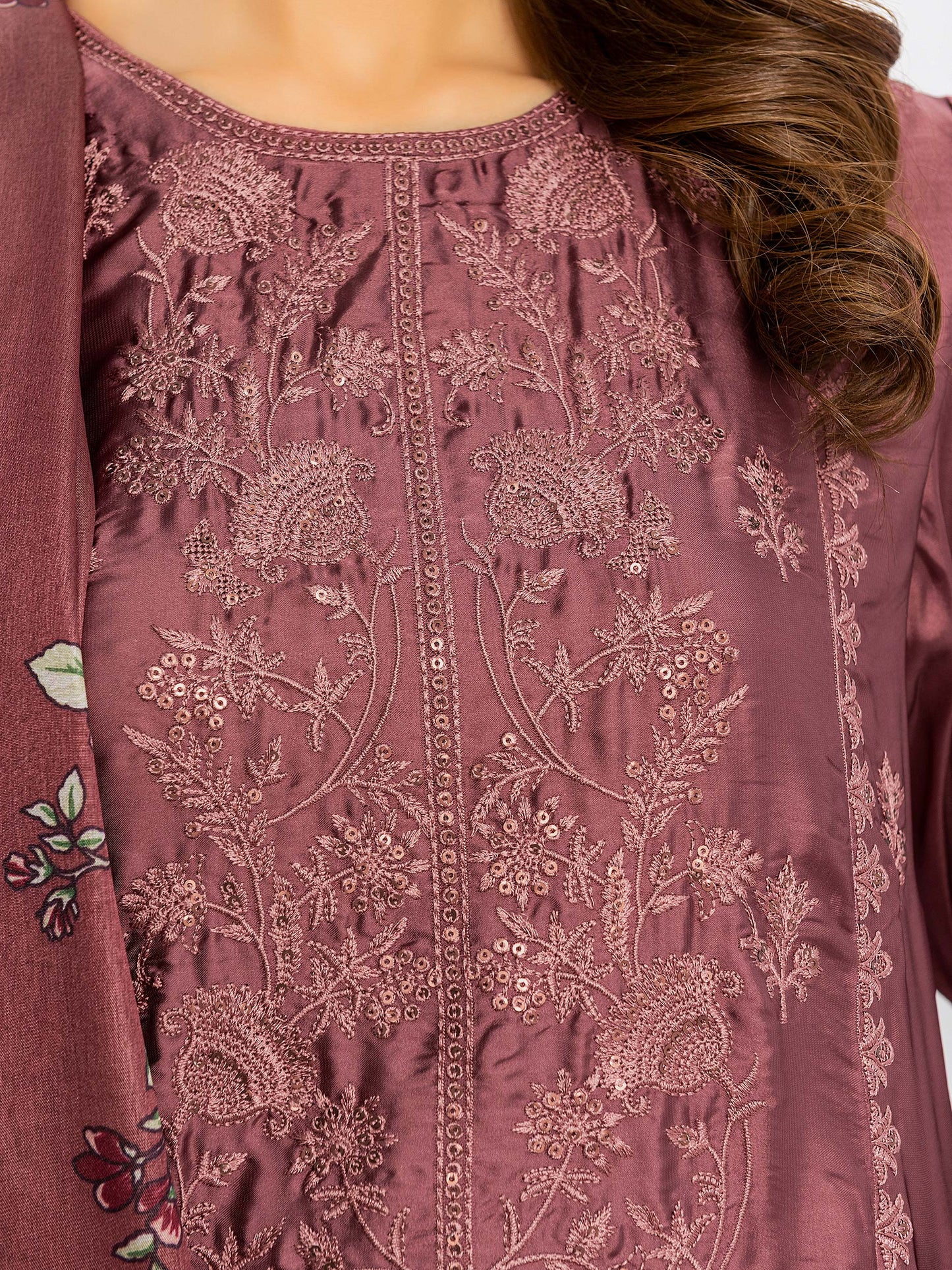 3 Piece Silk Suit-Embroidered (Pret)