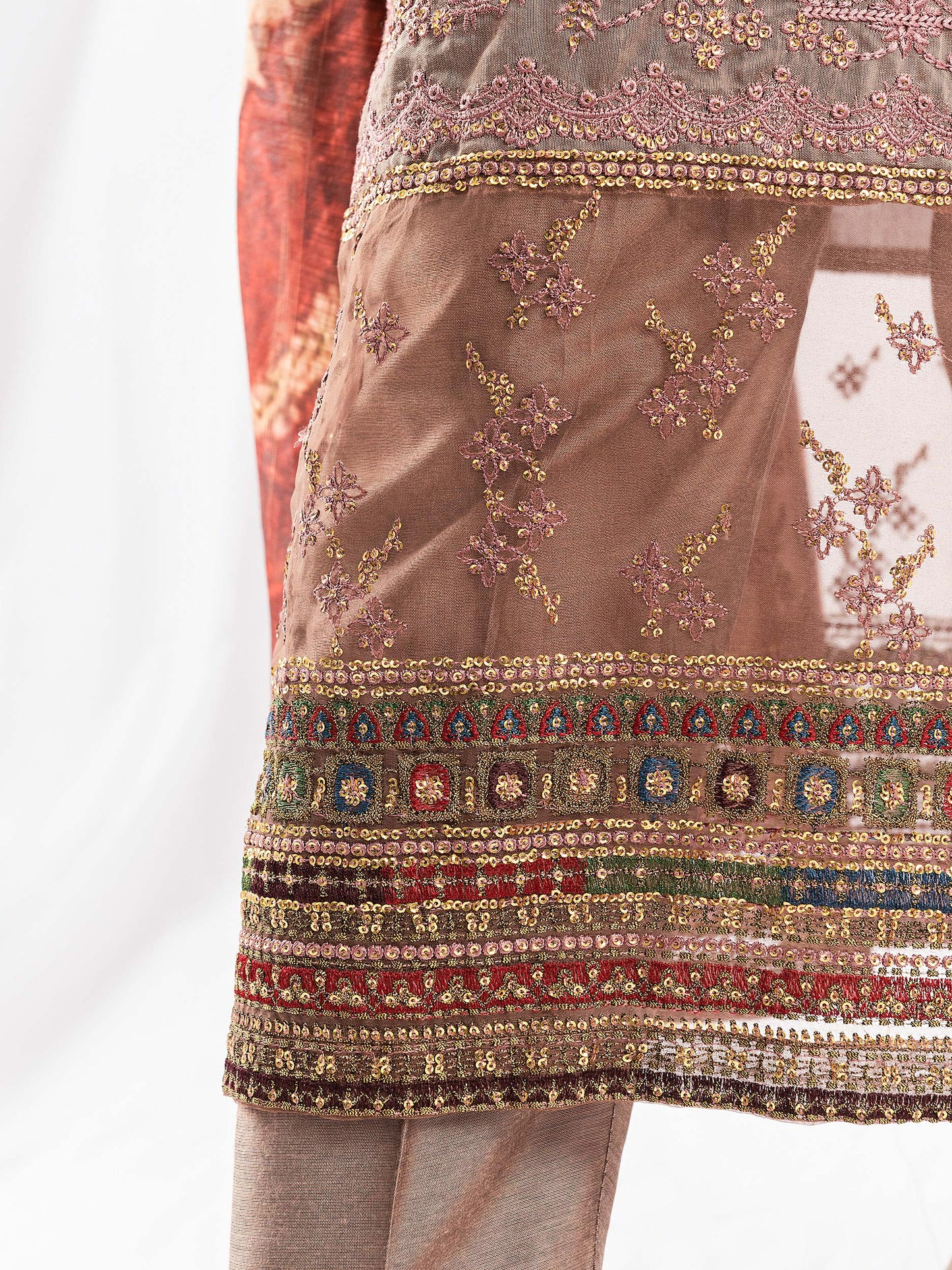 3 Piece Raw Silk Suit-Embroidered (Pret)