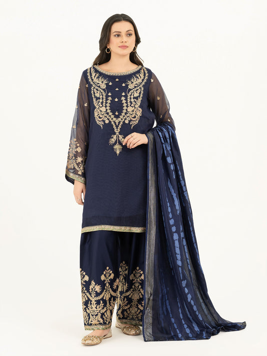 3 Piece Rajjo Net Suit-Embroidered (Pret)