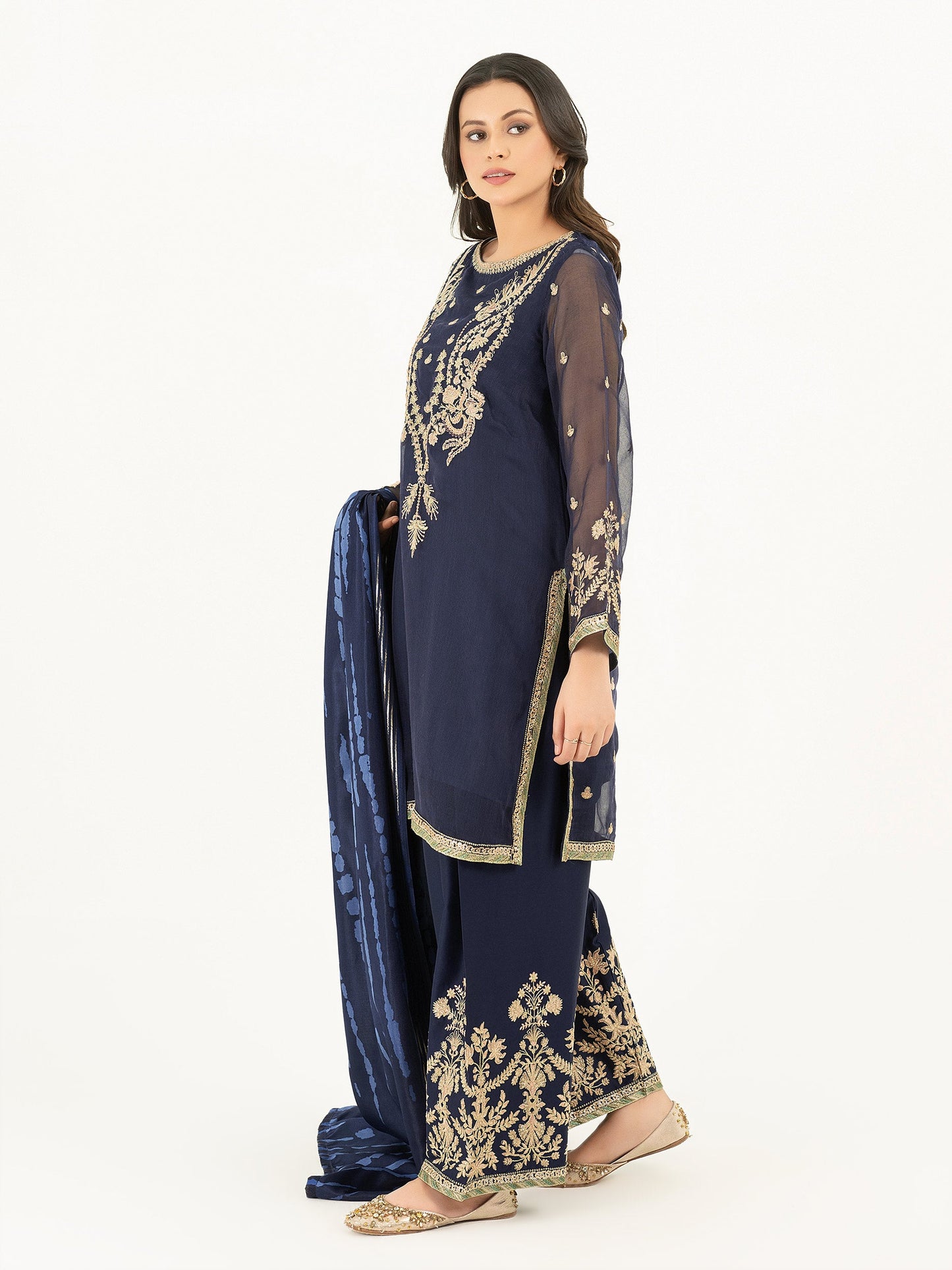 3 Piece Rajjo Net Suit-Embroidered (Pret)