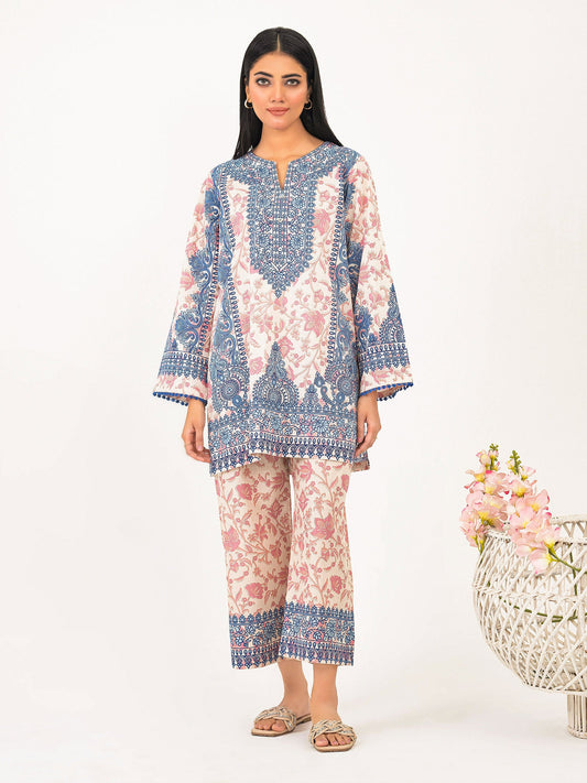 2 Piece Cambric Suit-Paste Print (Pret)