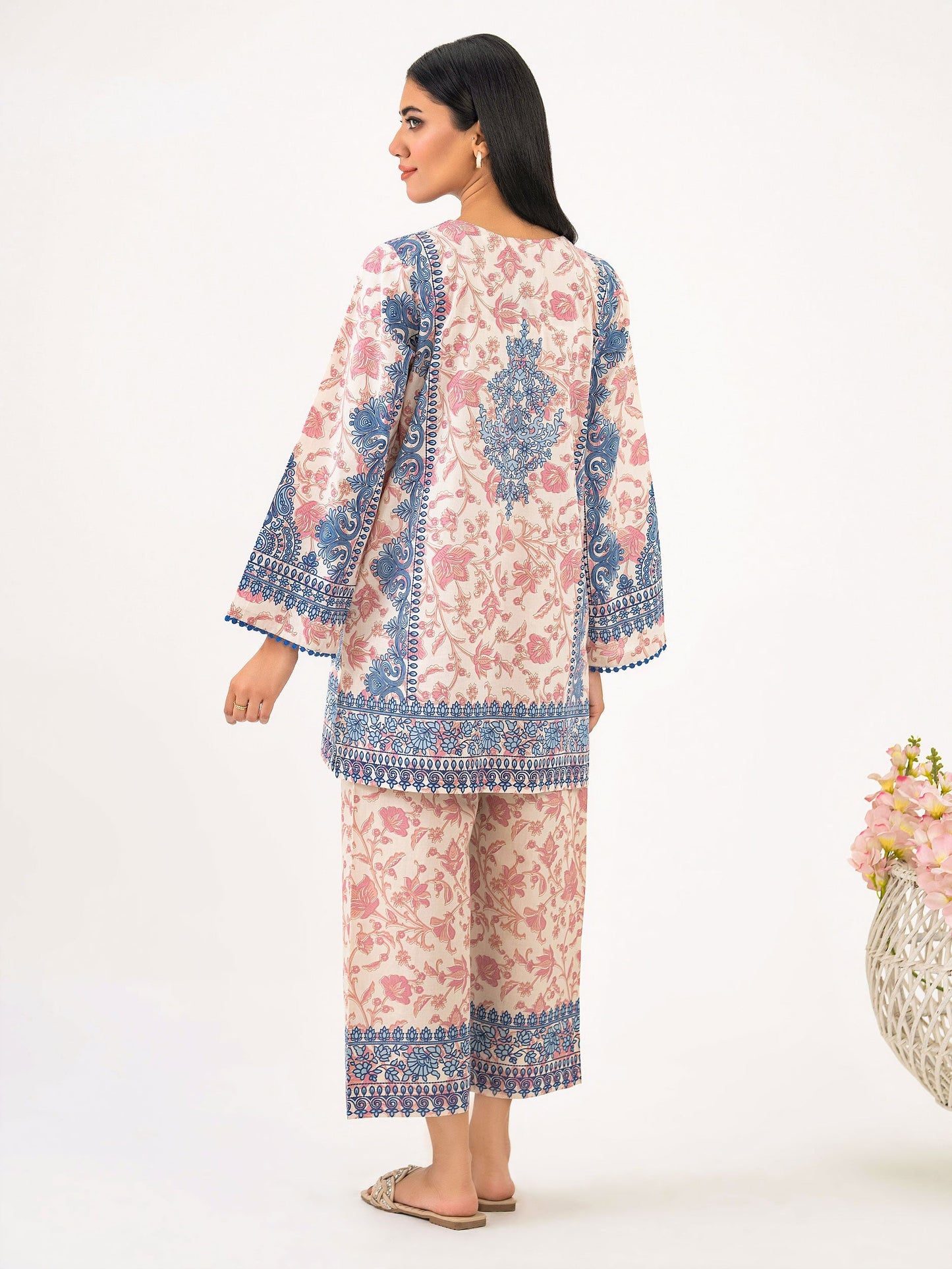 2 Piece Cambric Suit-Paste Print (Pret)