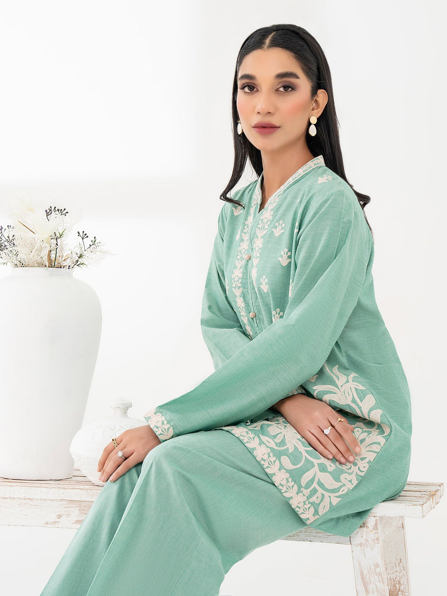 2 Piece Yarn Dyed Suit- Embroidered (Pret)