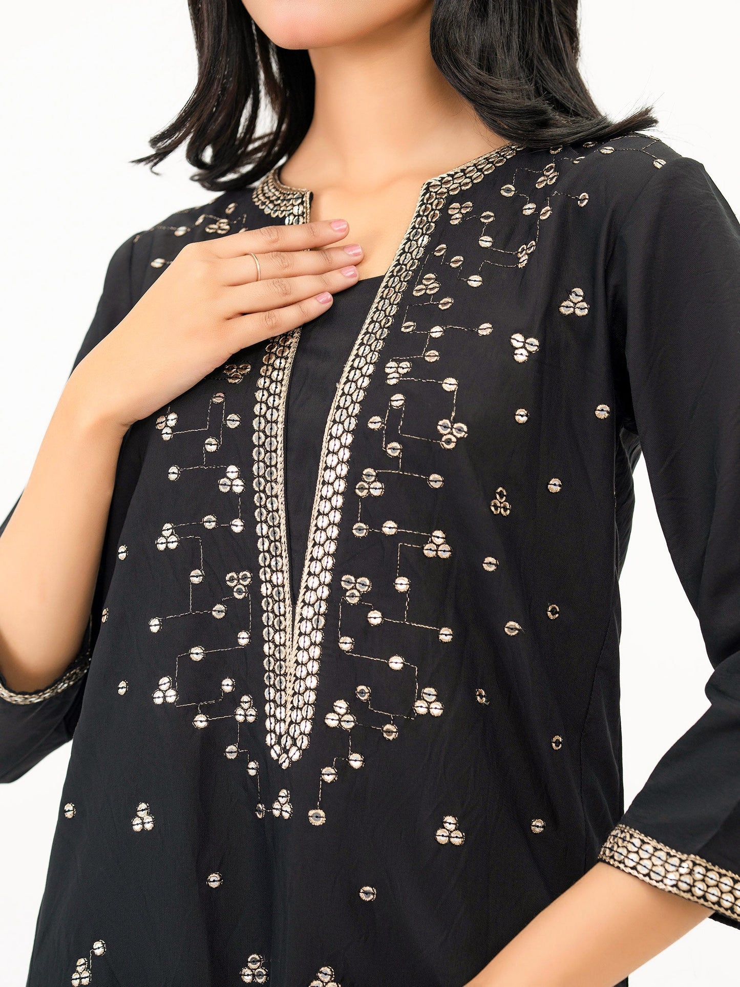 Raw Silk Shirt-Embroidered (Pret)