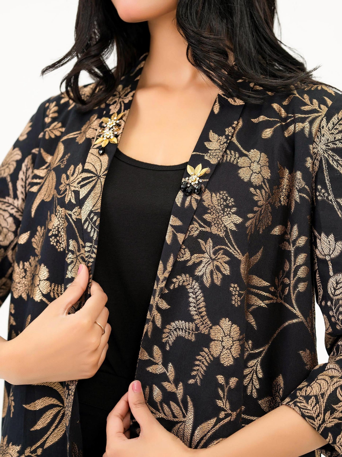 Jacquard Cardigan-Embellished (Pret)