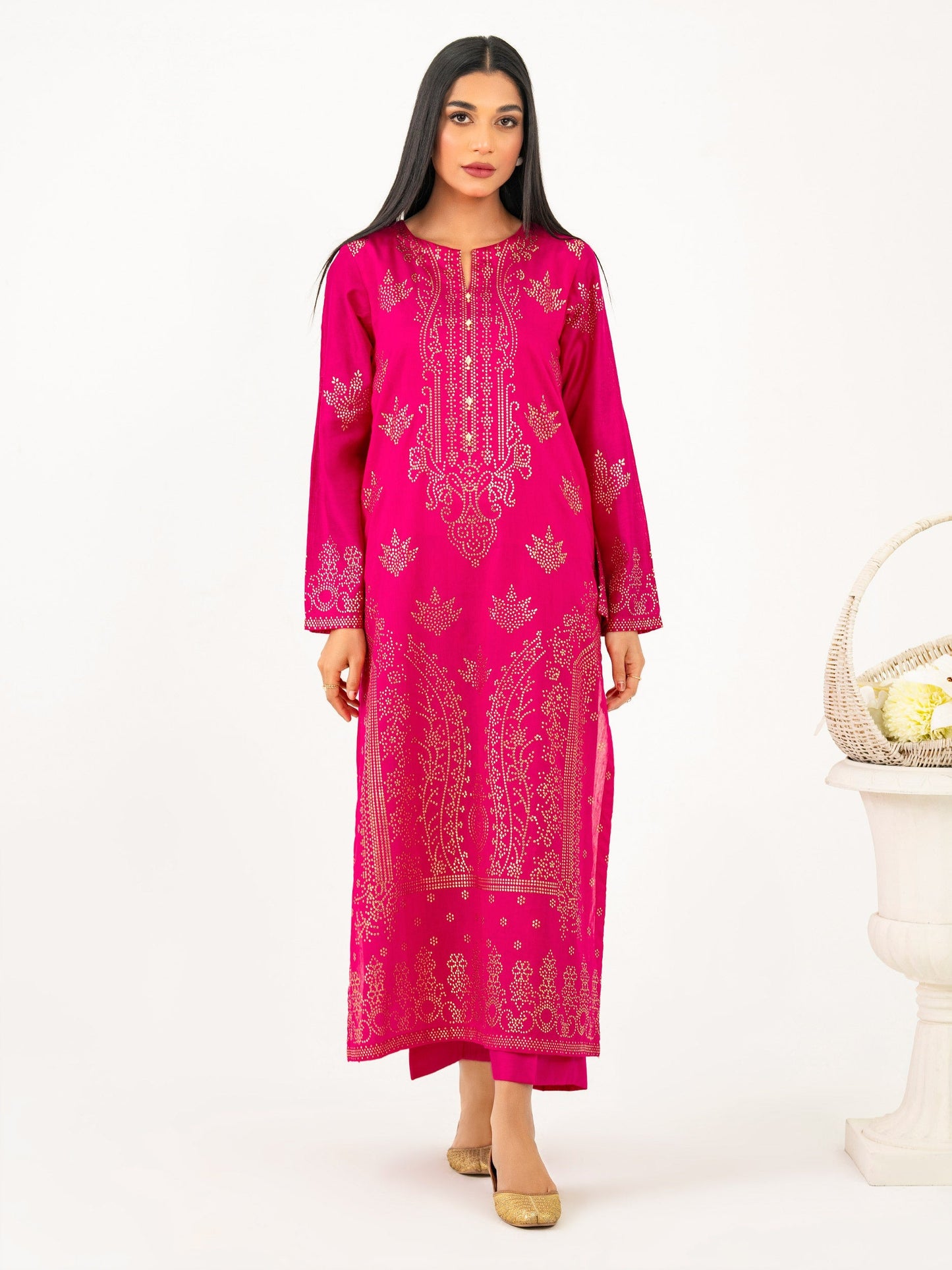 2 Piece Raw Silk Suit-Embellished (Pret)