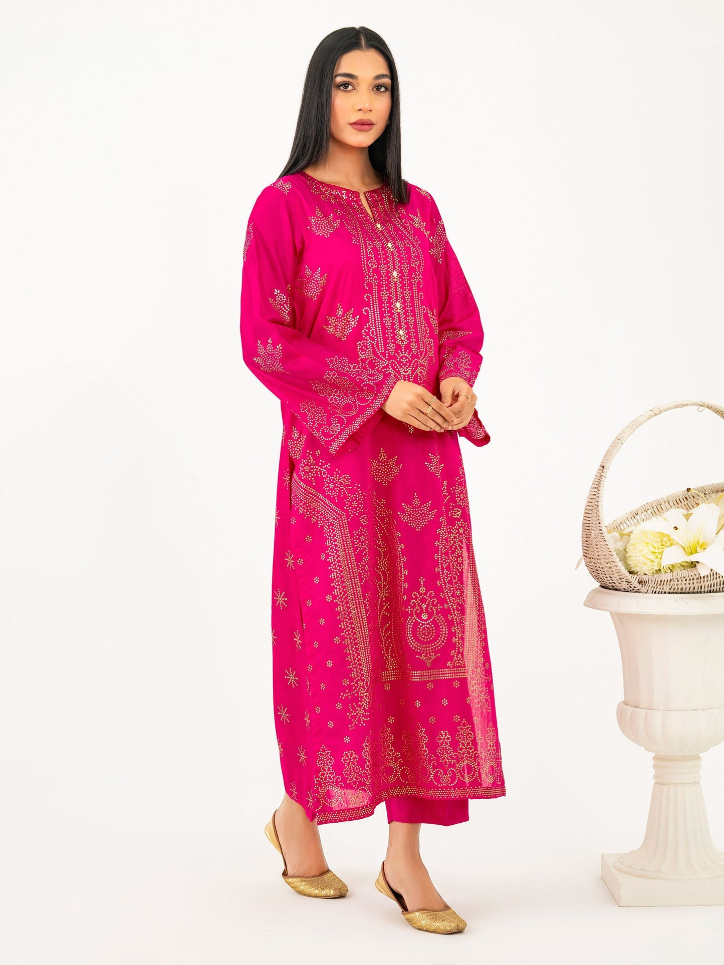 2 Piece Raw Silk Suit-Embellished (Pret)