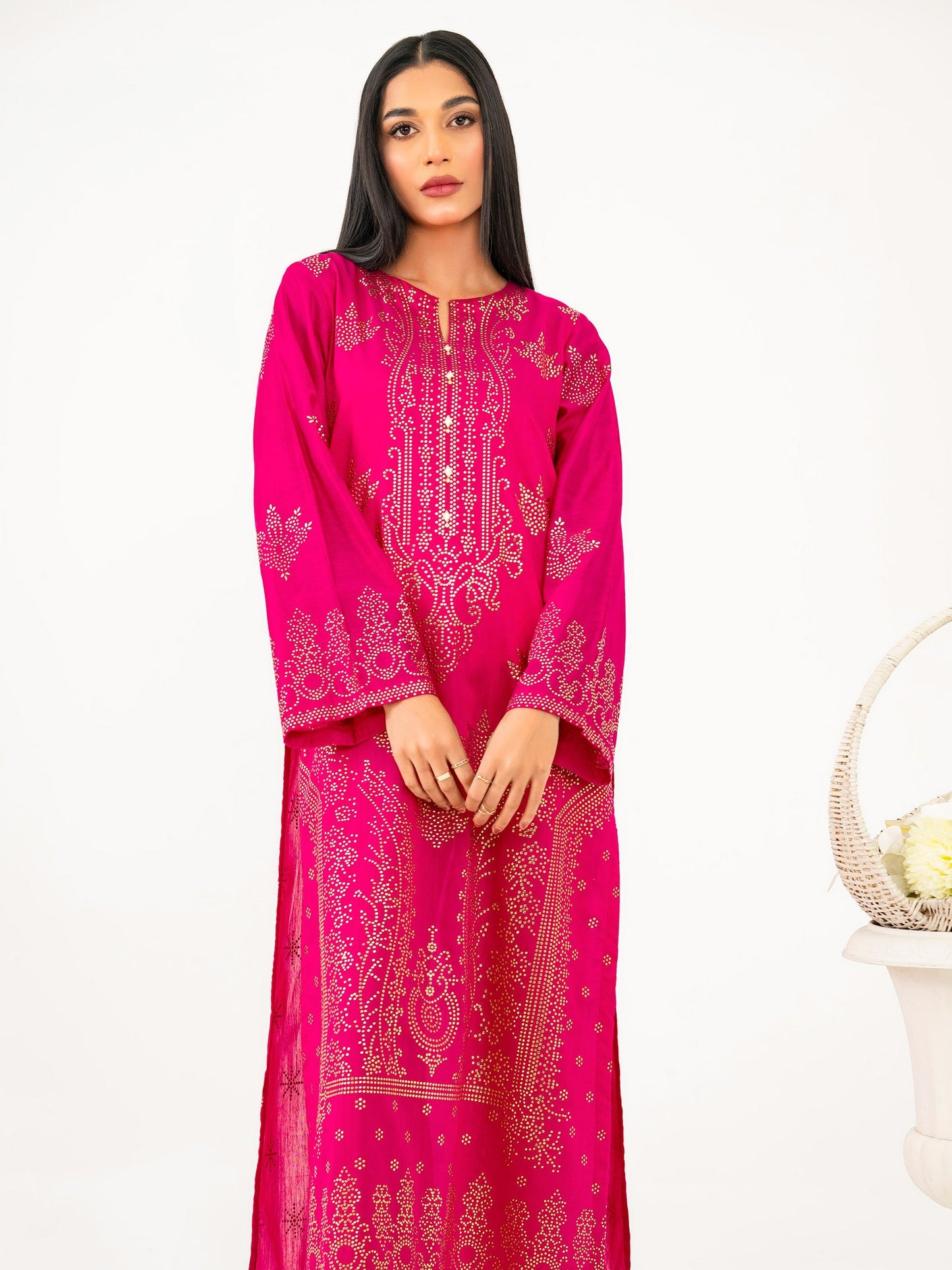 2 Piece Raw Silk Suit-Embellished (Pret)