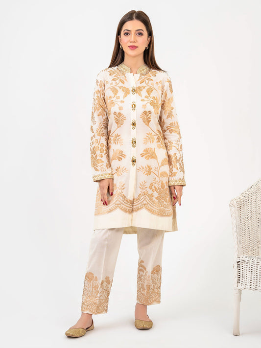 2 Piece Jacquard Suit-Embellished (Pret)