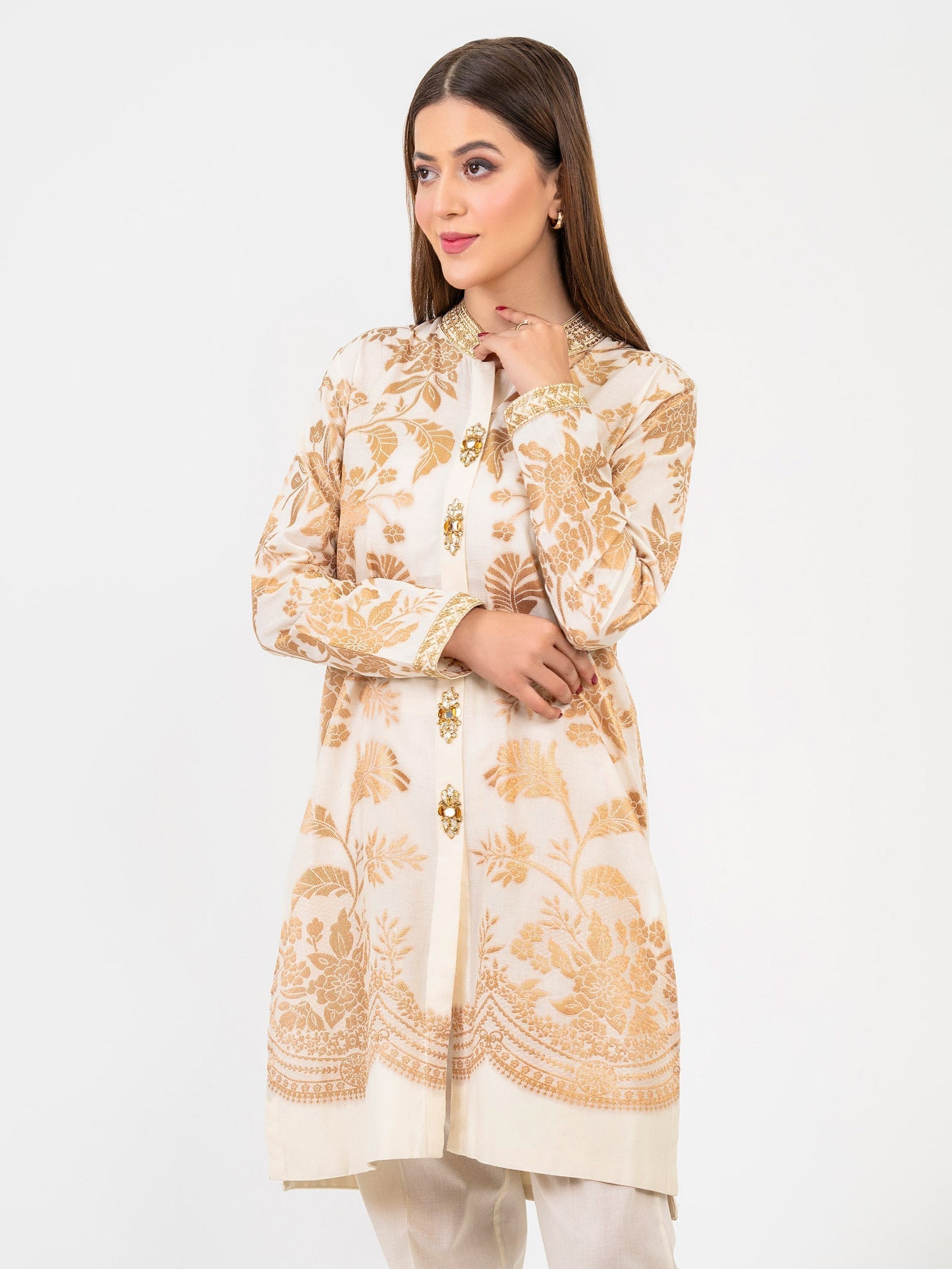 2 Piece Jacquard Suit-Embellished (Pret)