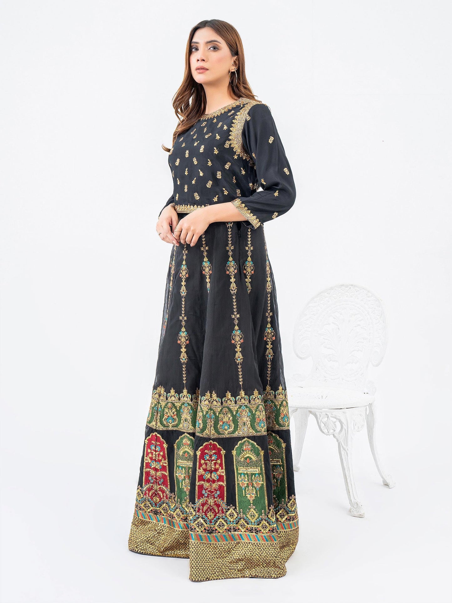 2 Piece Raw Silk Lehenga-Embroidered (Pret)