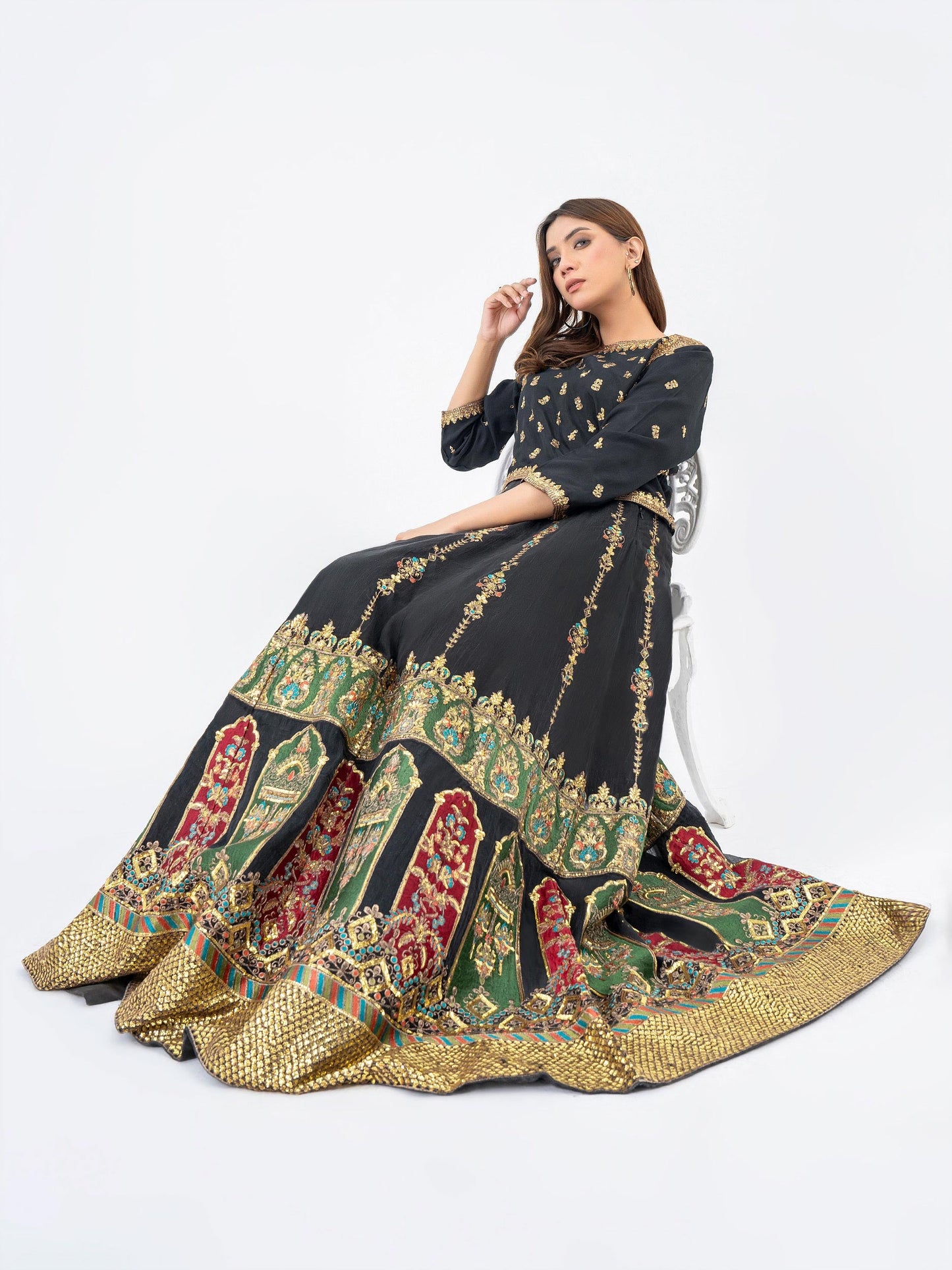 2 Piece Raw Silk Lehenga-Embroidered (Pret)