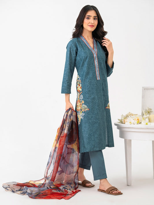 3 Piece Lawn Suit-Embroidered (Pret)