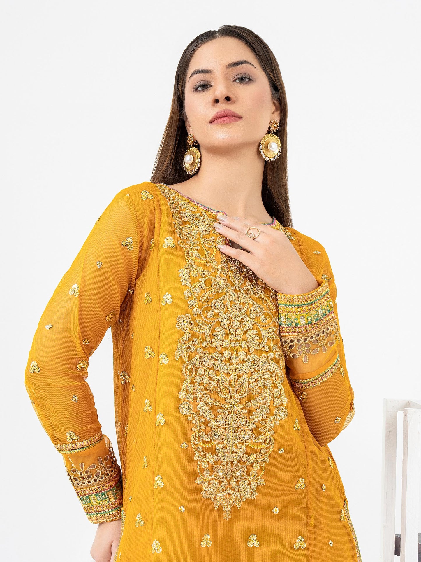 2 Piece Rajjo Net Suit-Embroidered (Pret)