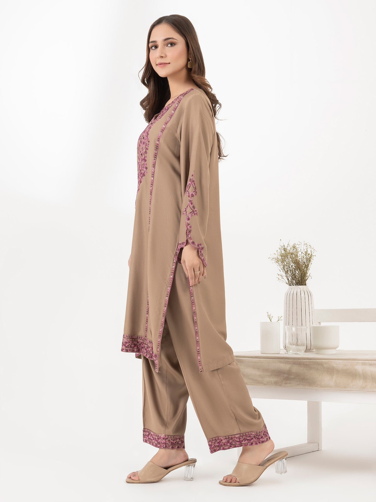 2 Piece Crepe Suit-Embroidered (Pret)