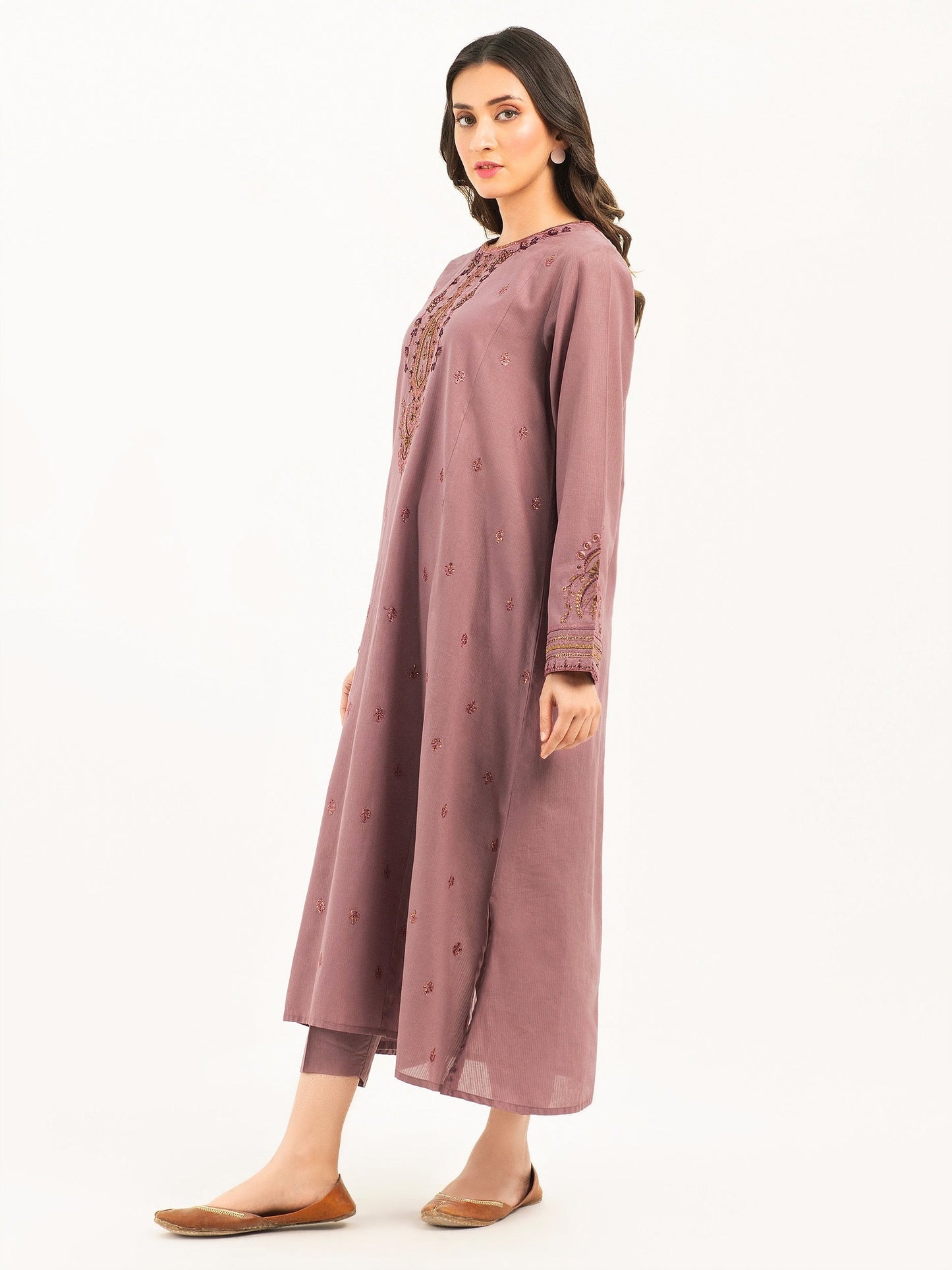 2 Piece Textured Lawn Suit-Embroidered (Pret)