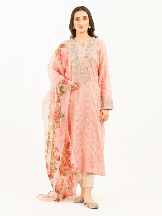 2 Piece Jacquard Suit-Embroidered (Pret)