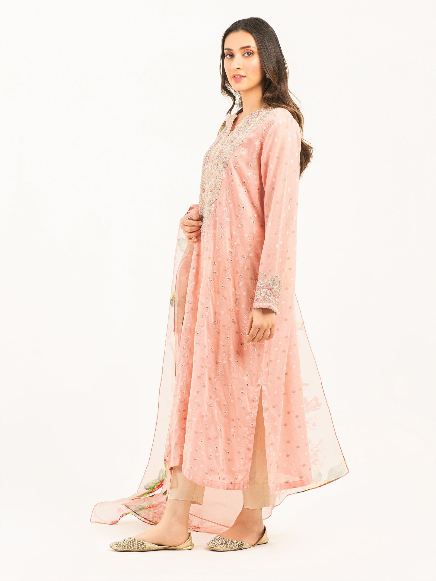 2 Piece Jacquard Suit-Embroidered (Pret)