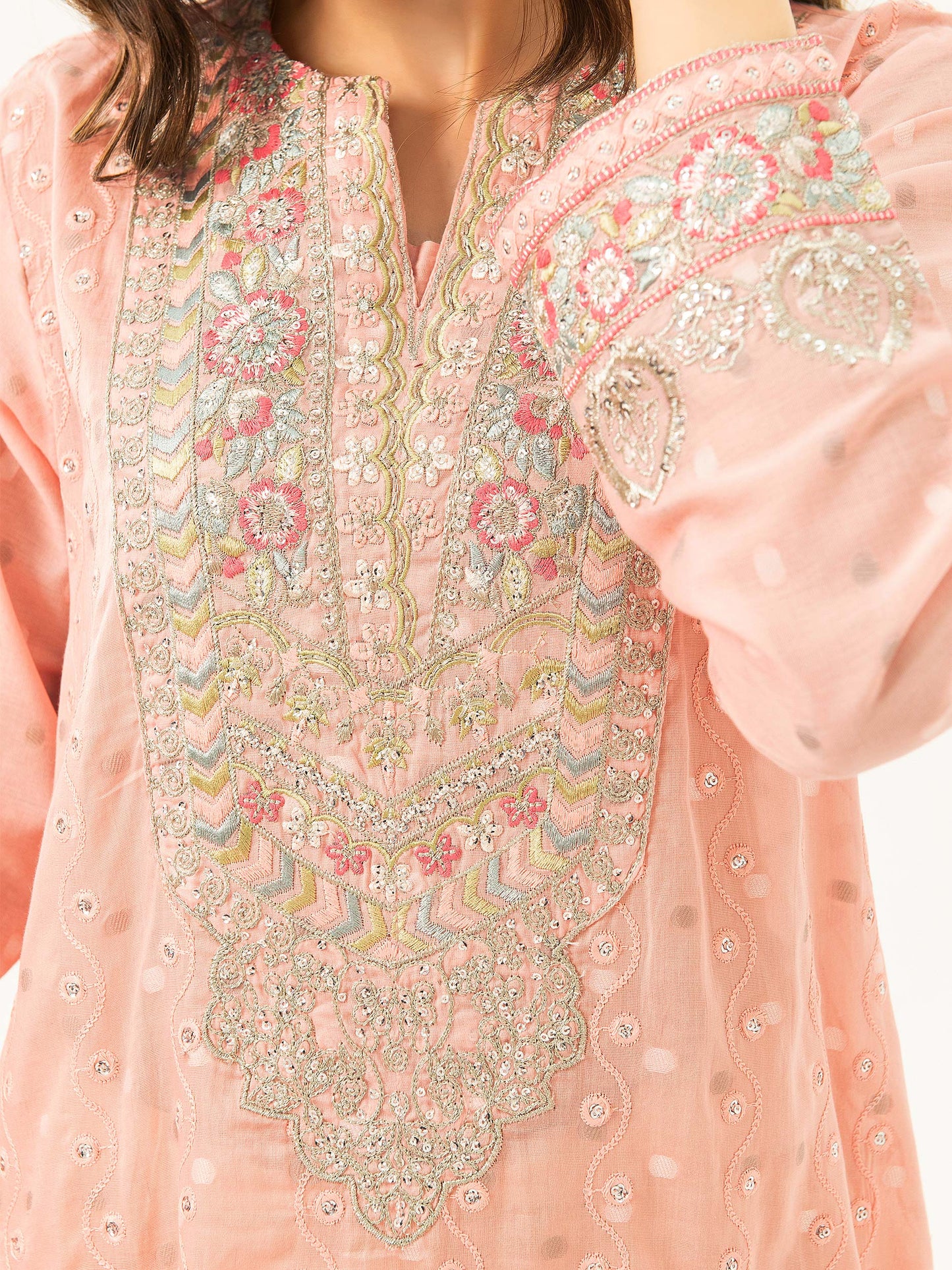 2 Piece Jacquard Suit-Embroidered (Pret)