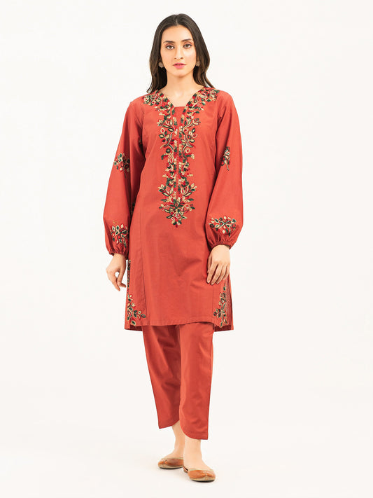 2 Piece Cambric Suit-Embroidered (Pret)