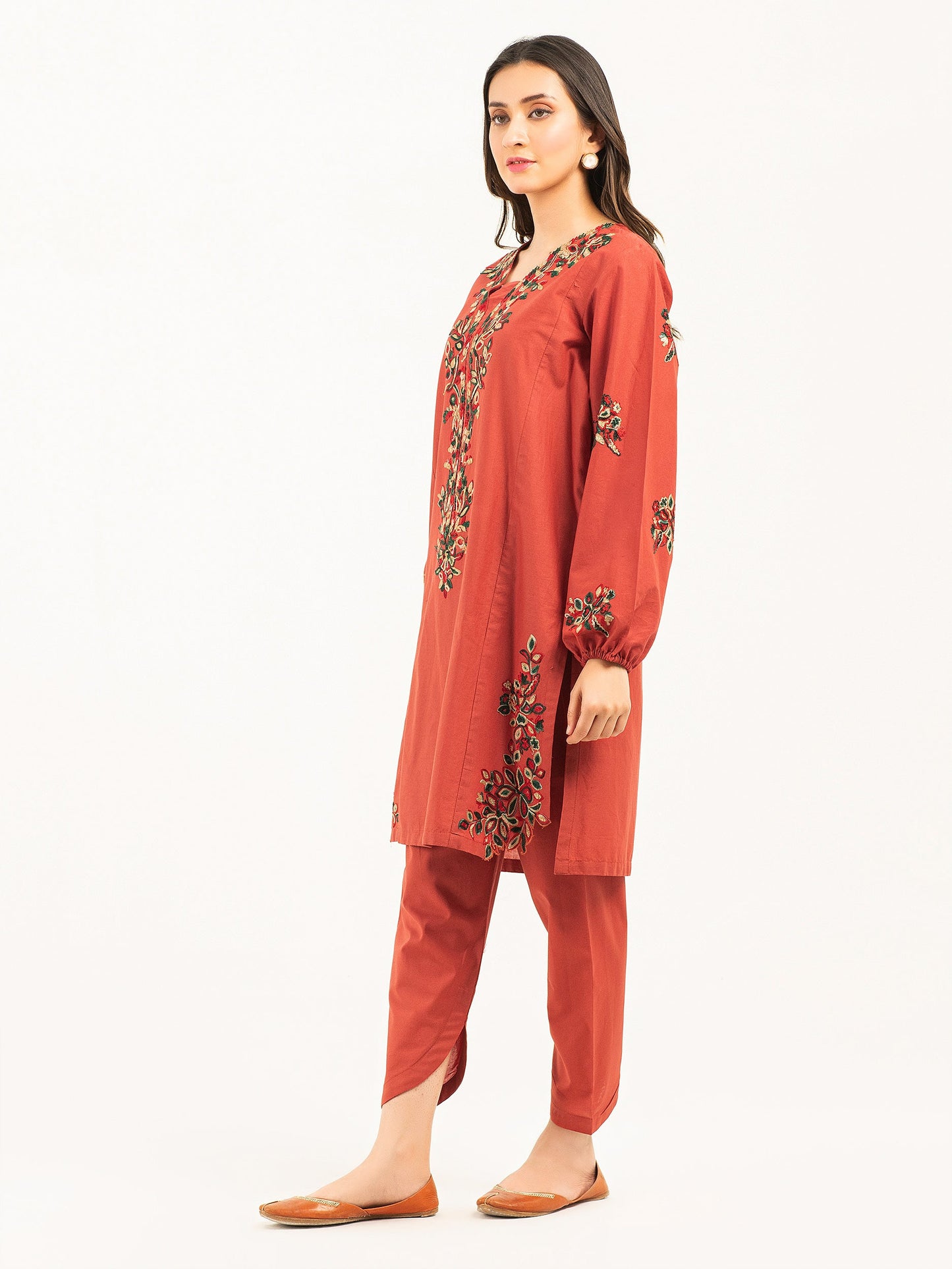 2 Piece Cambric Suit-Embroidered (Pret)