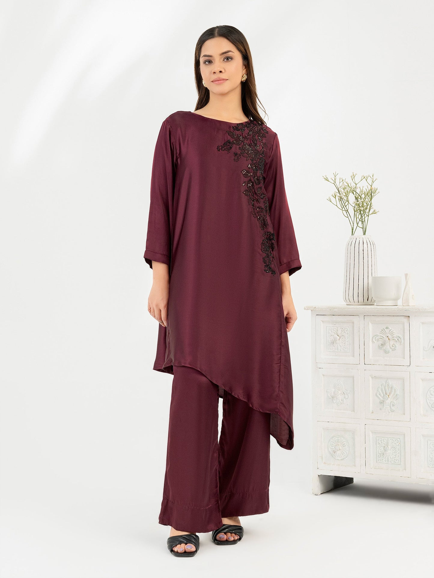 2 Piece Silk Suit-Embroidered (Pret)