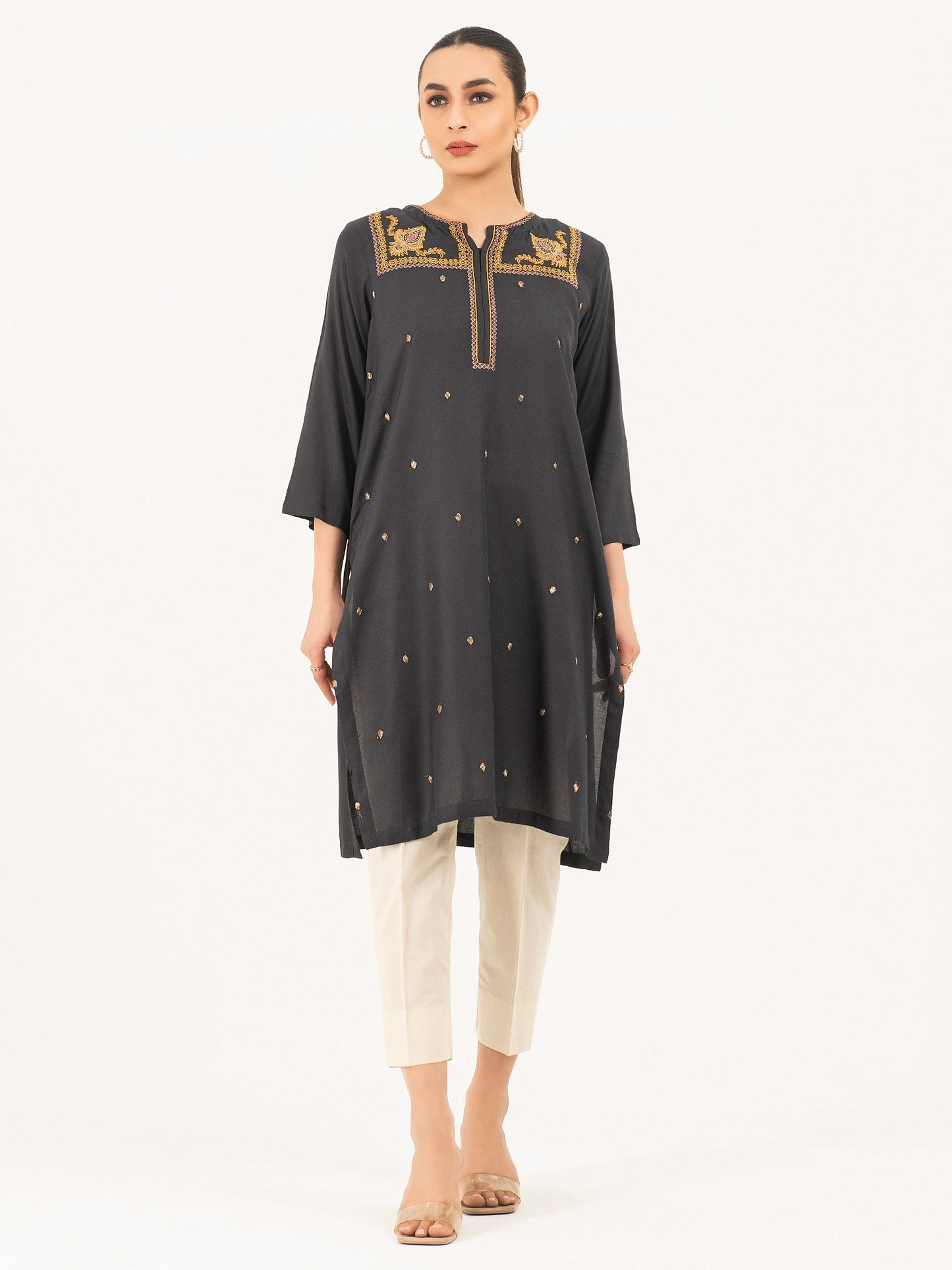 Linen Shirt-Embroidered (Pret)