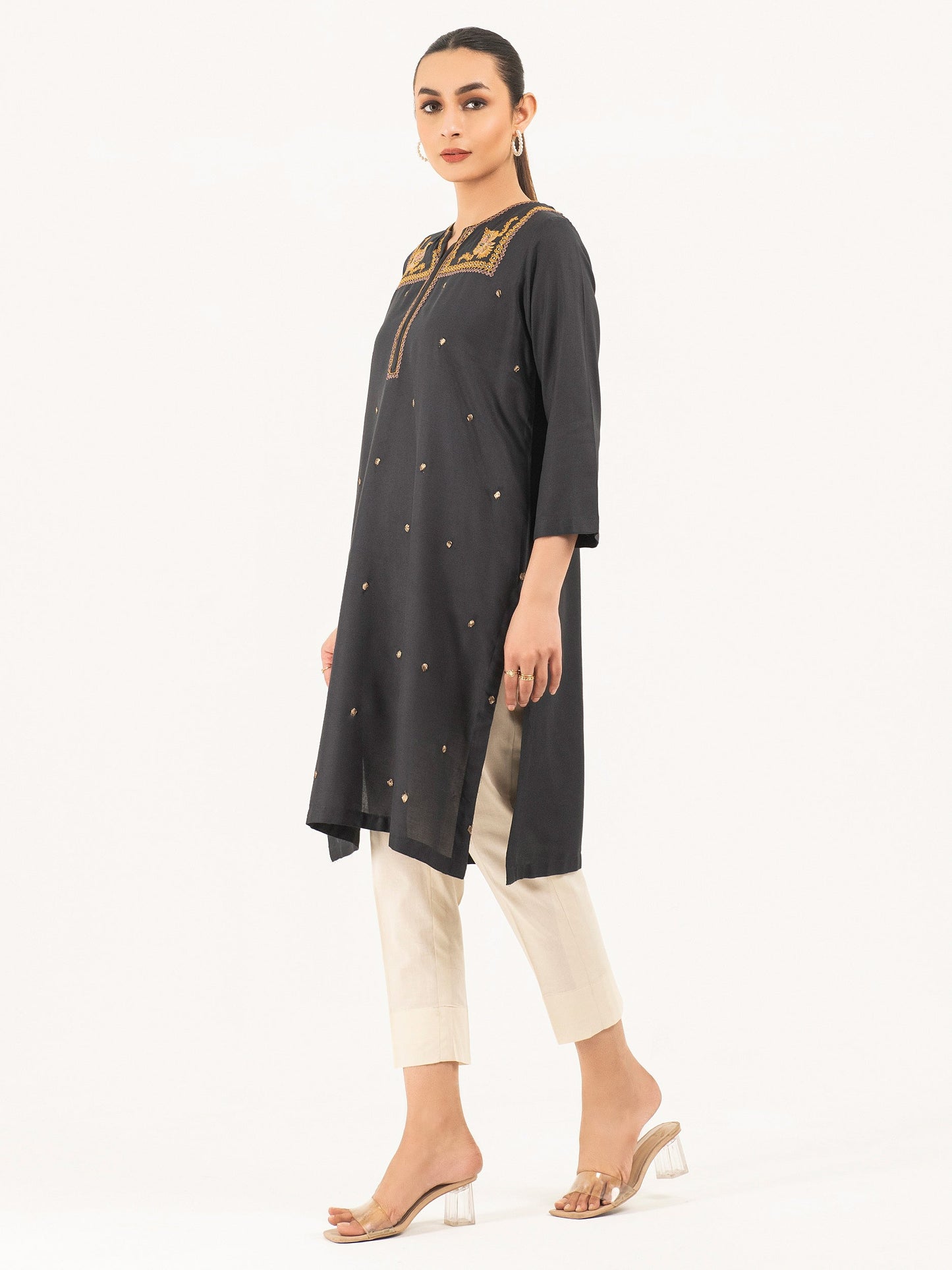 Linen Shirt-Embroidered (Pret)