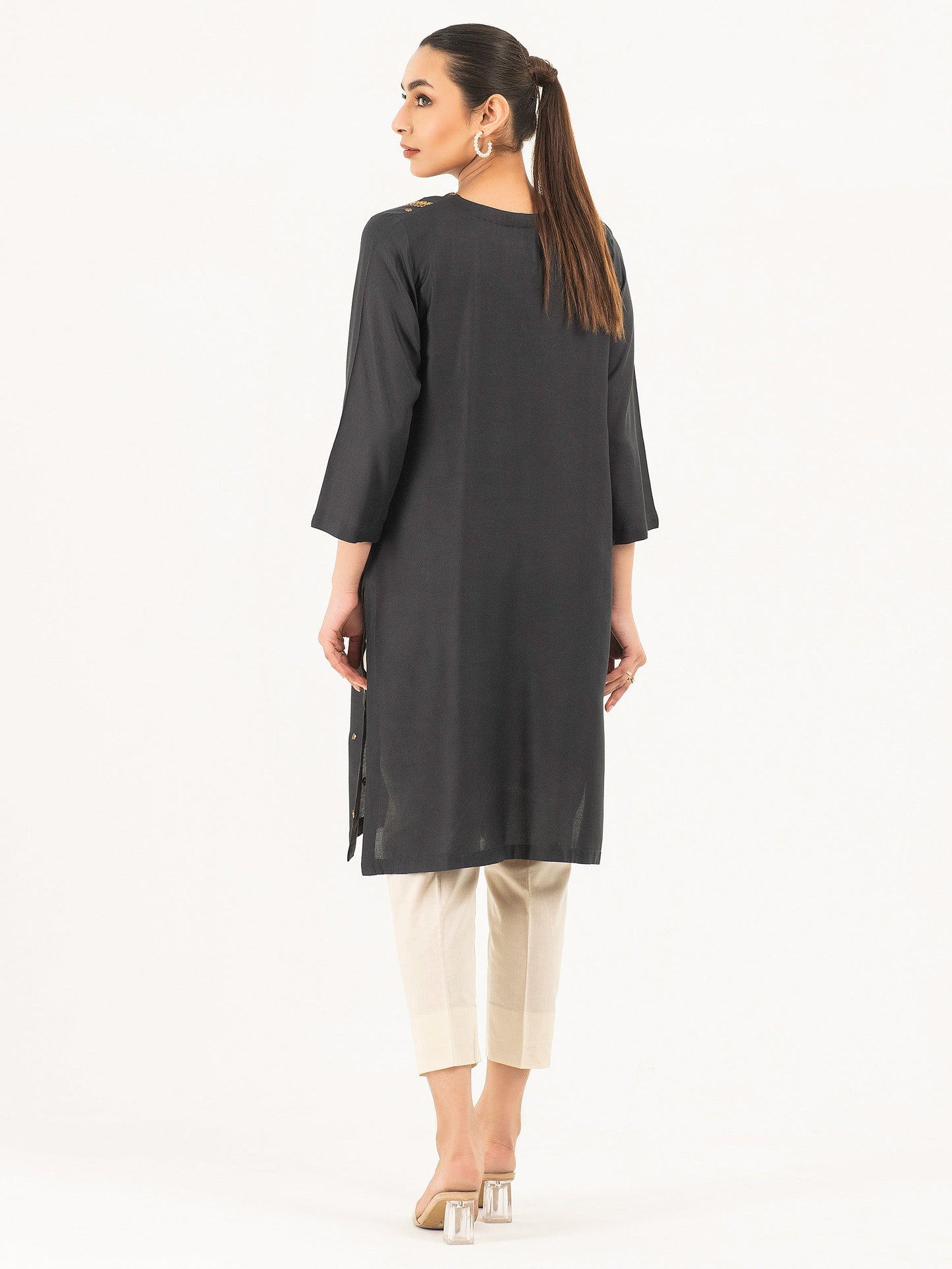 Linen Shirt-Embroidered (Pret)