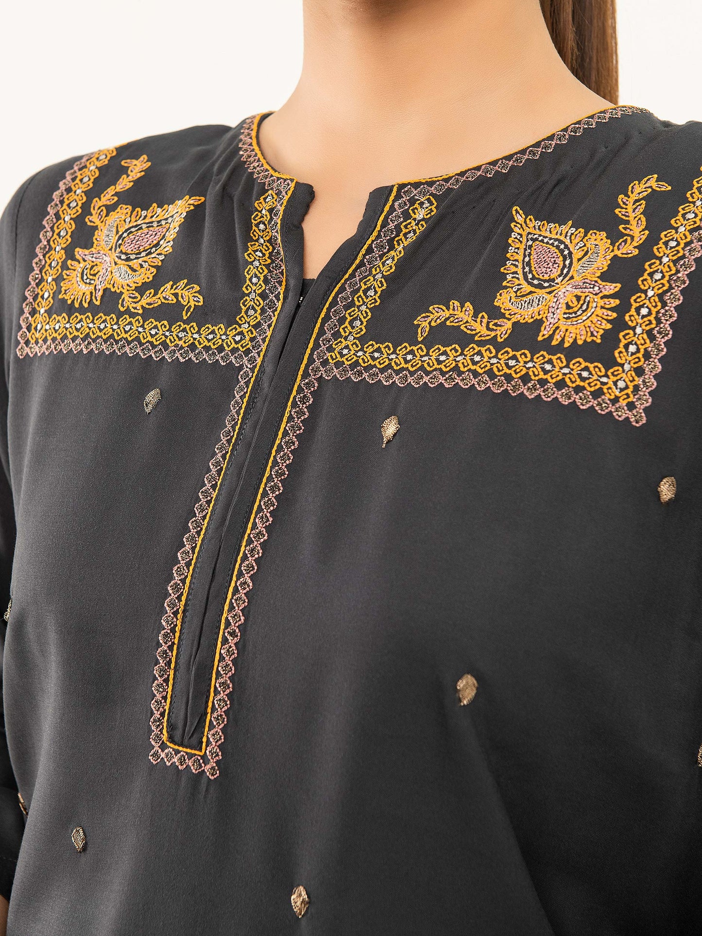 Linen Shirt-Embroidered (Pret)