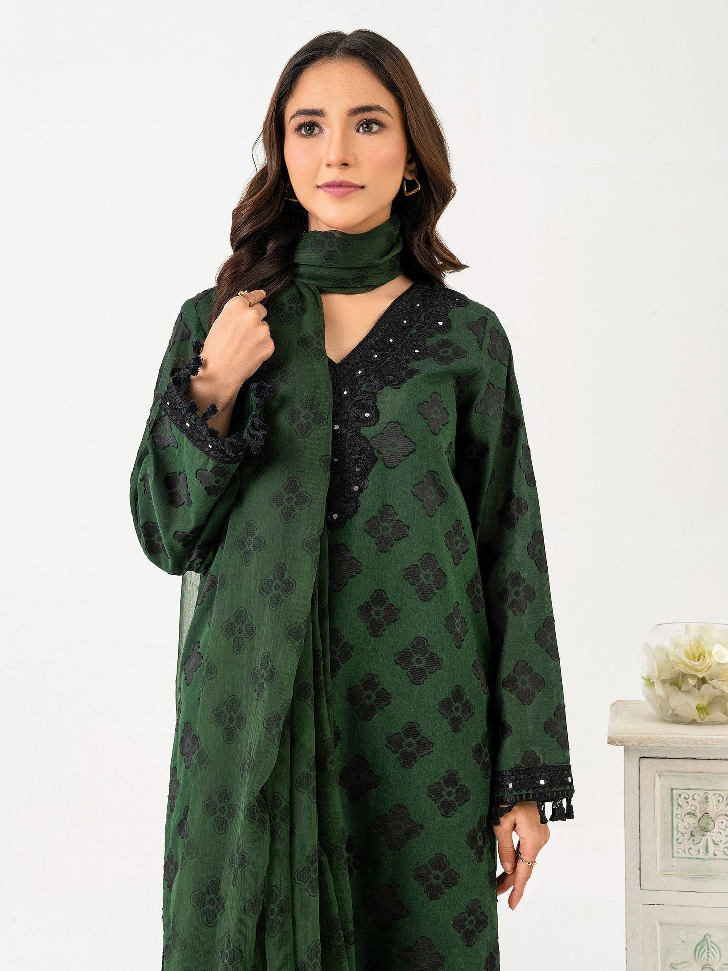 2 Piece Jacquard Suit-Embroidered (Pret)