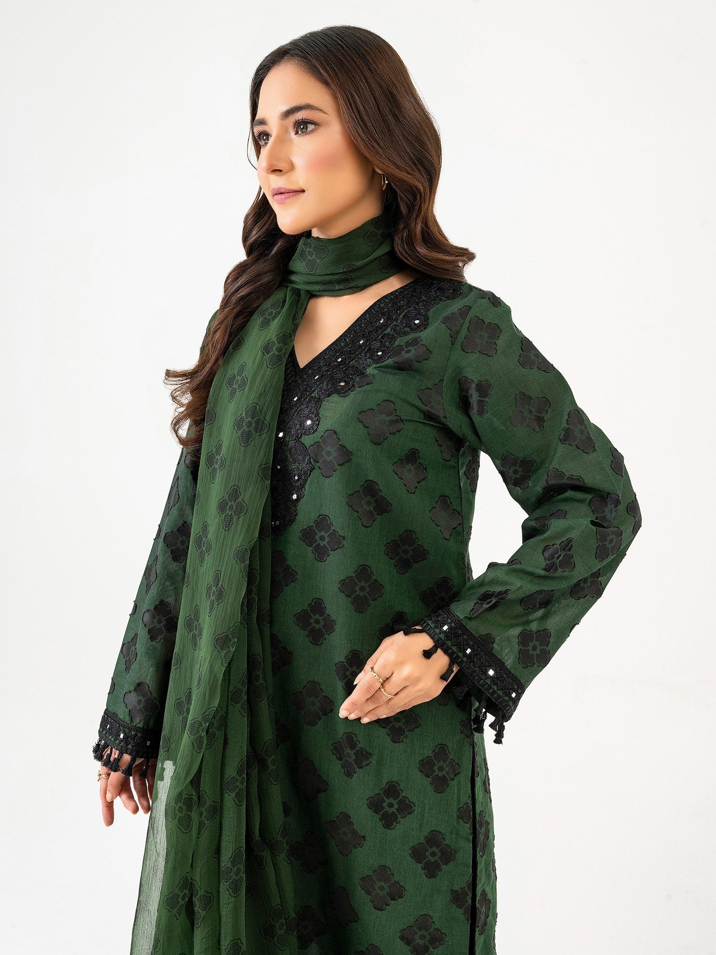 2 Piece Jacquard Suit-Embroidered (Pret)