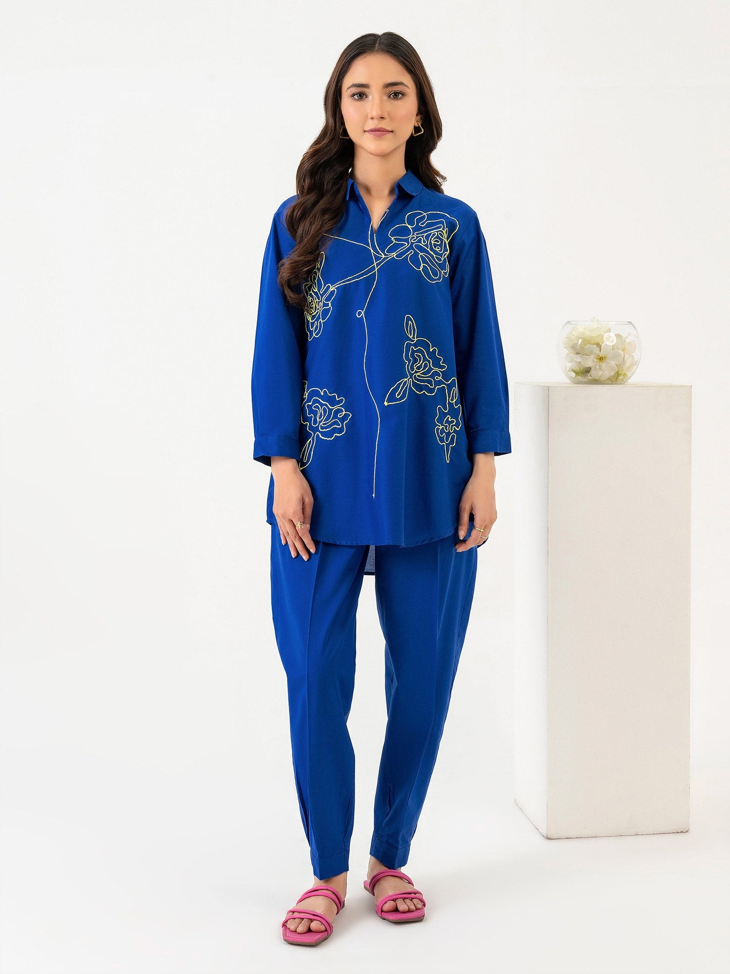 2 Piece Cambric Suit-Embroidered (Pret)