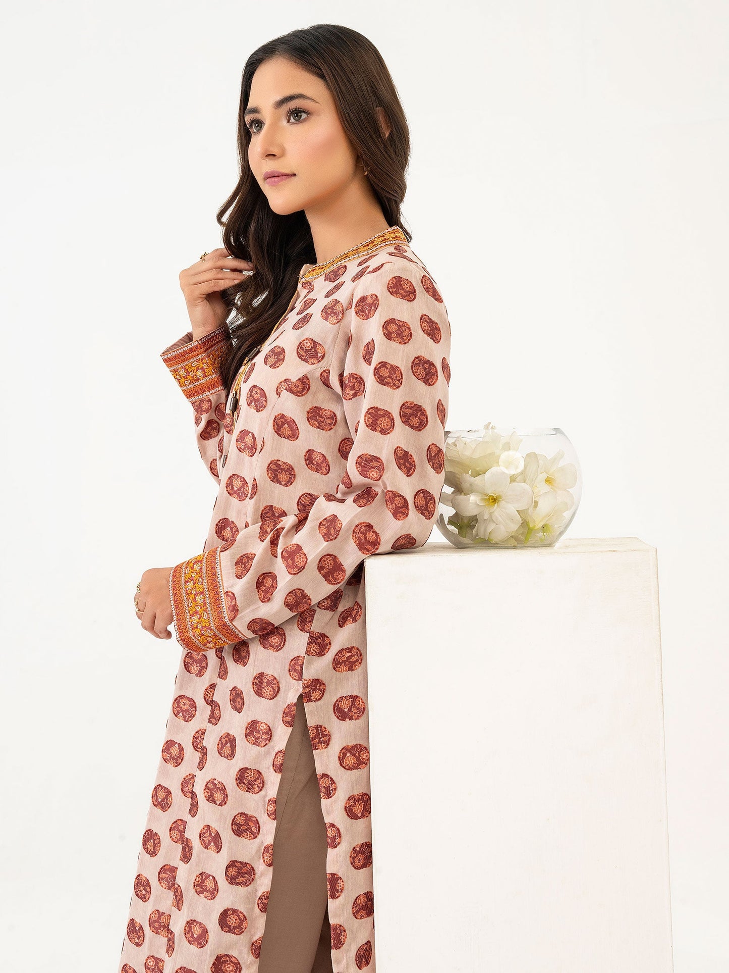 2 Piece Jacquard Suit-Embroidered (Pret)