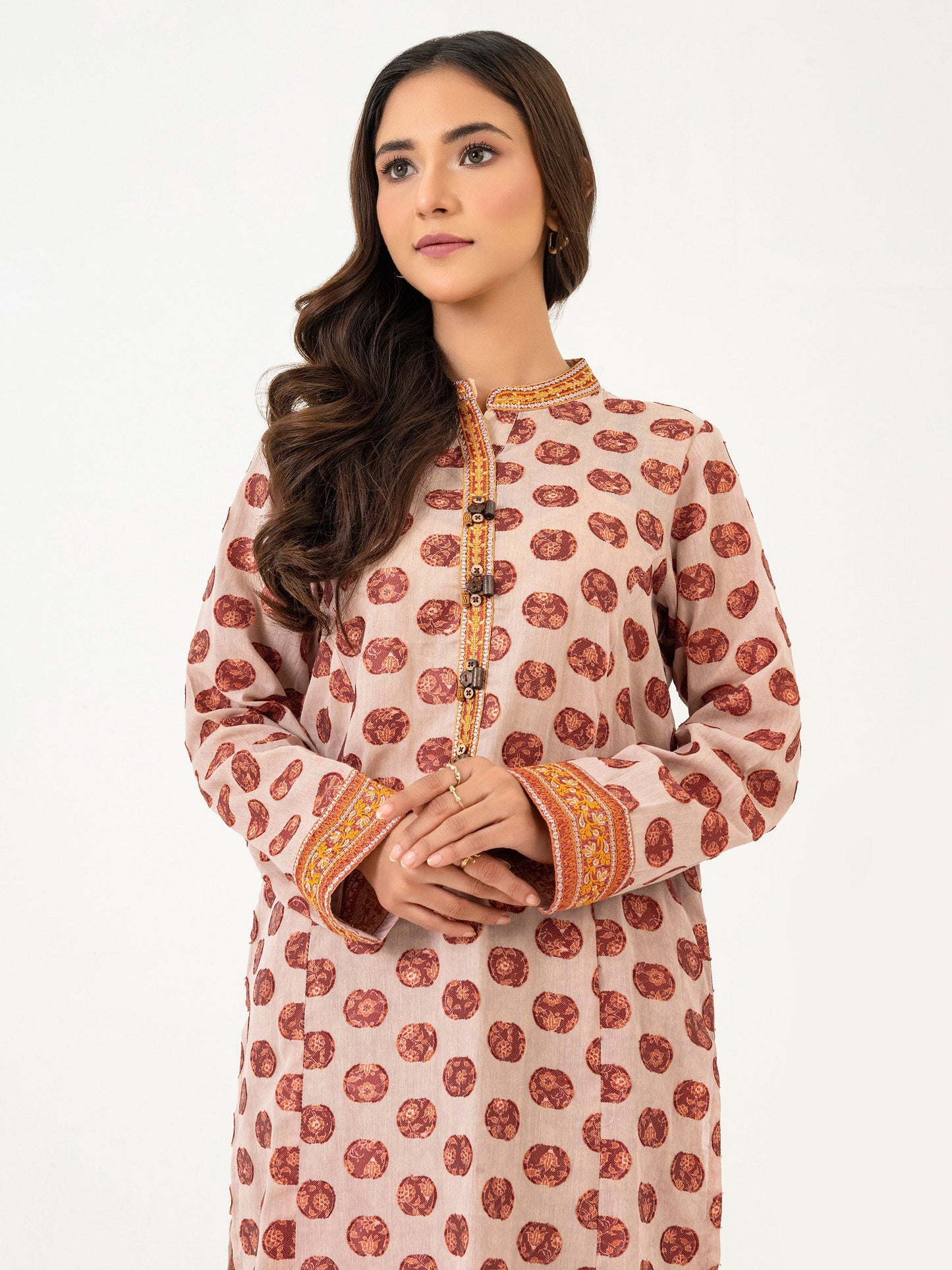 2 Piece Jacquard Suit-Embroidered (Pret)