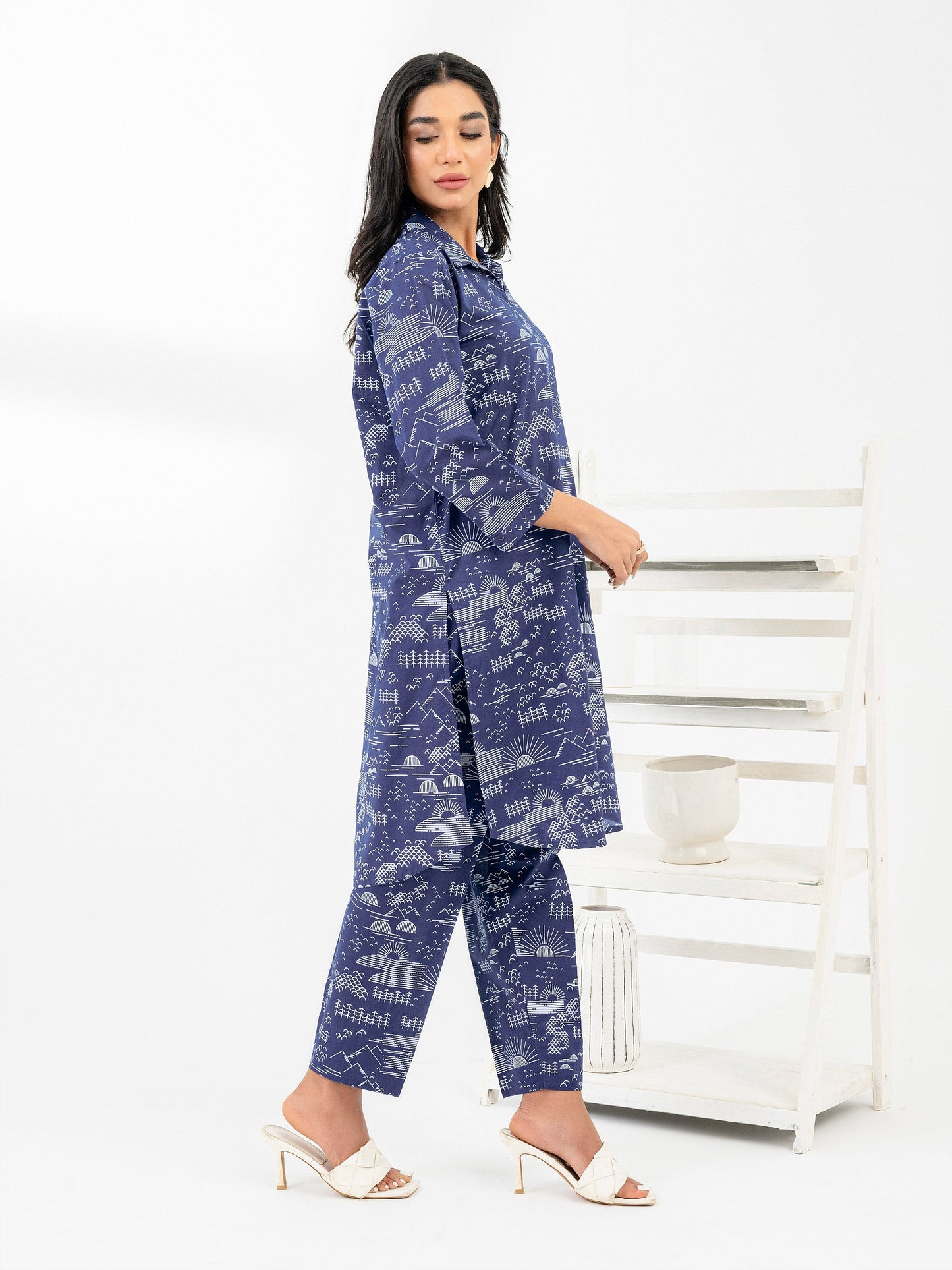 Lawn Co-Ord Set-Paste Print (Pret)