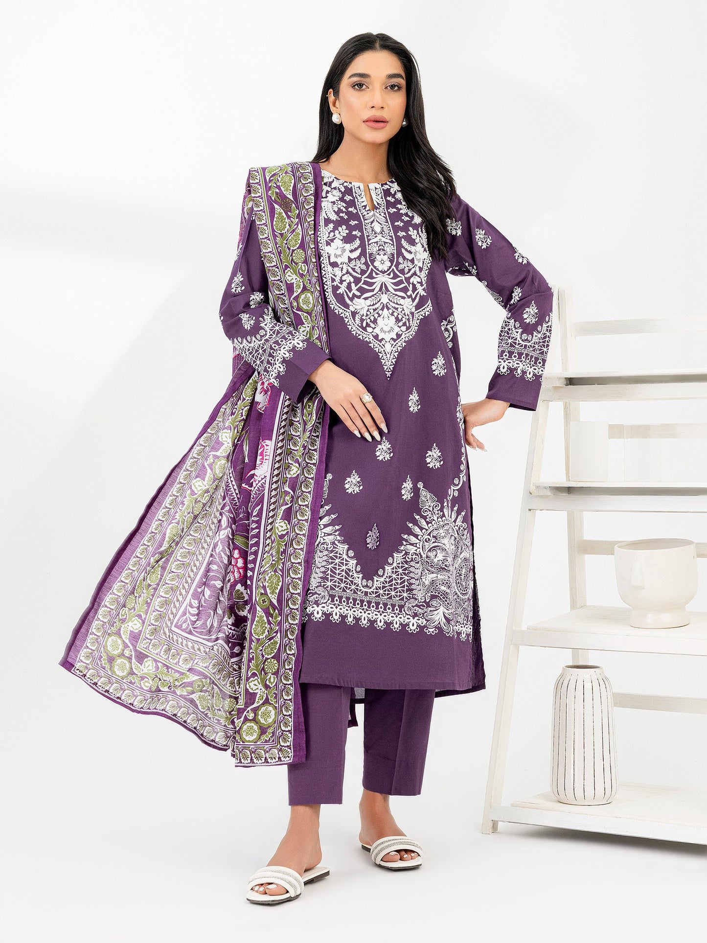 3 Piece Lawn Suit-Paste Print (Pret)