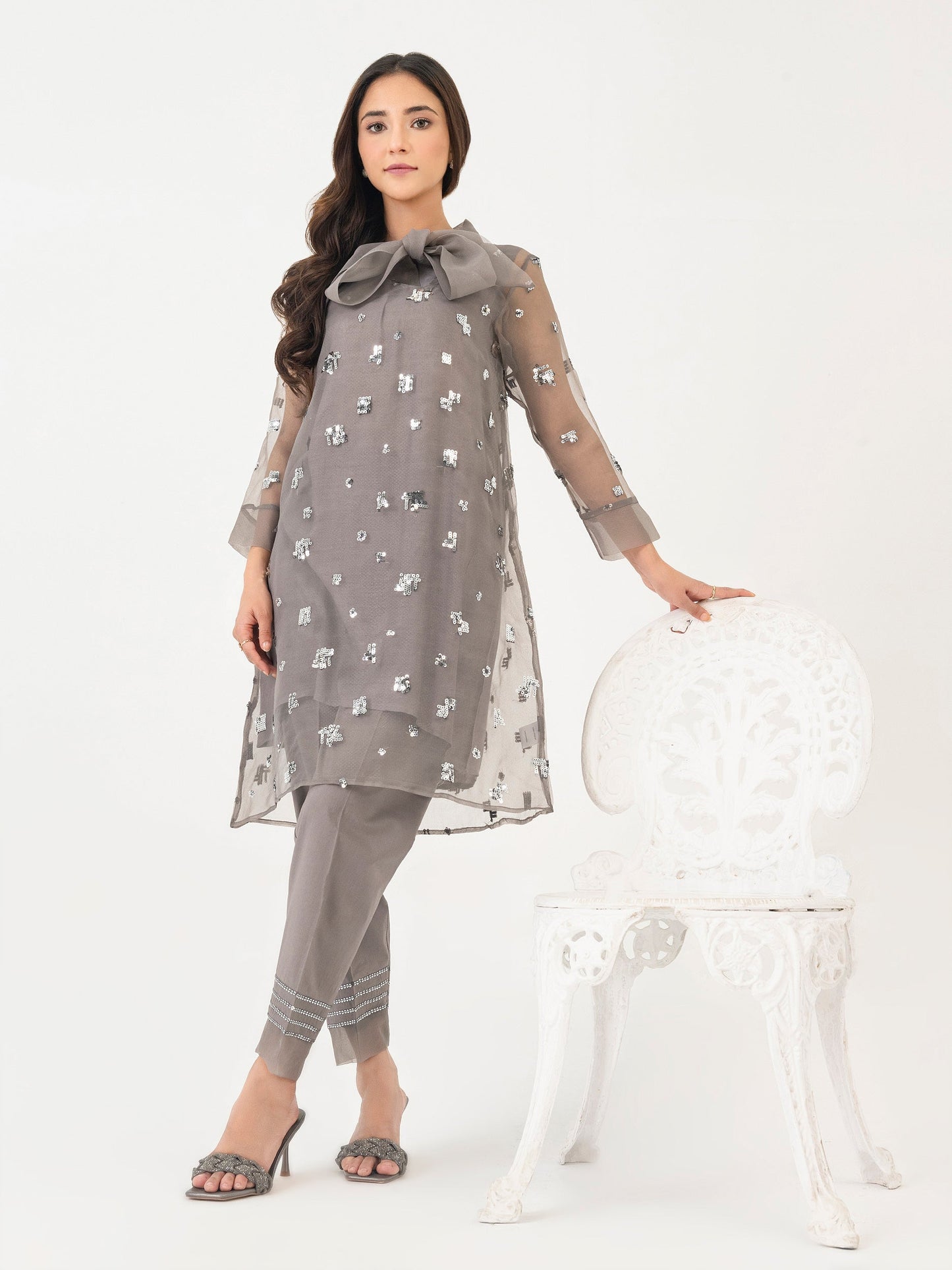 2 Piece Organza Suit-Embroidered (Pret)